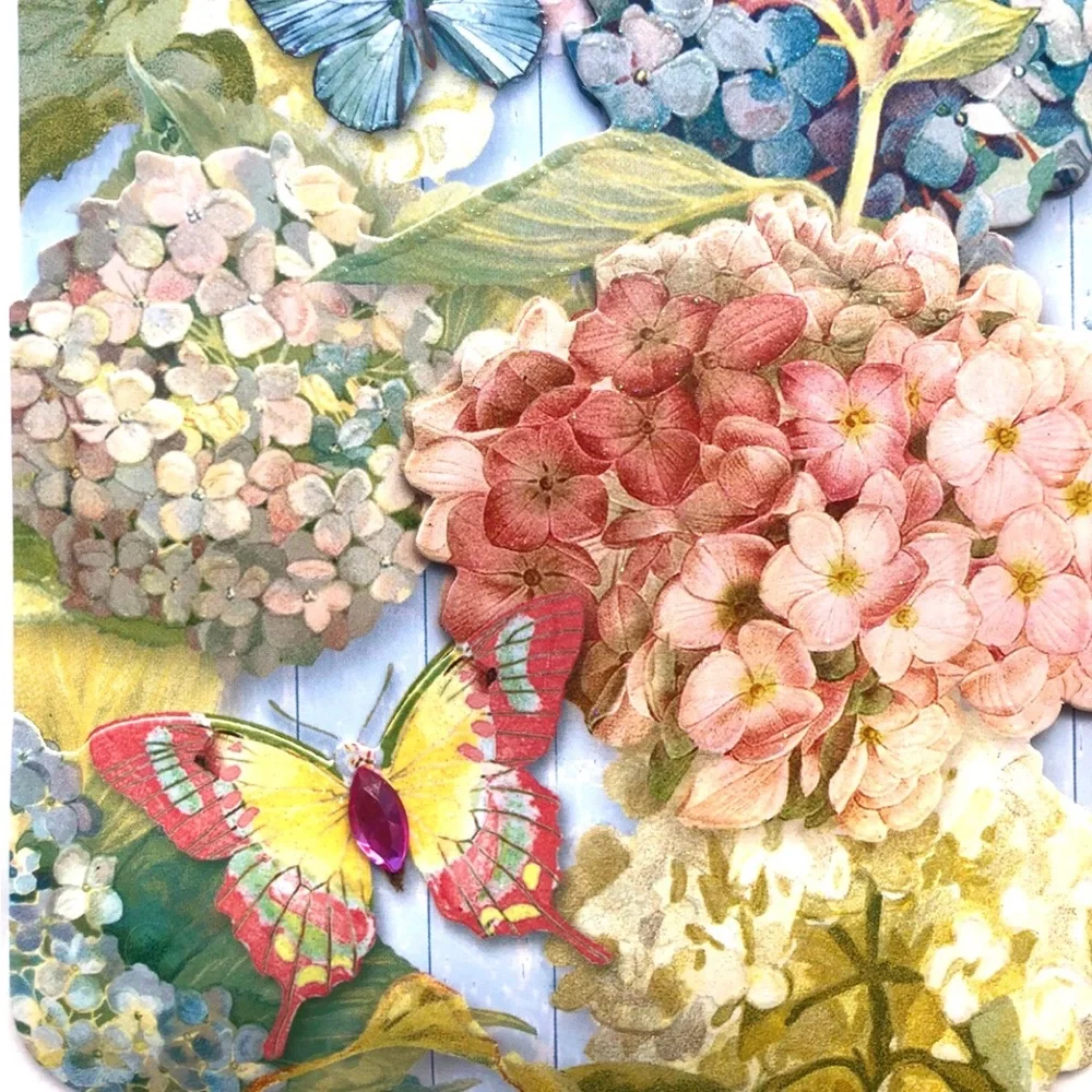 Punch Studio Hydrangea Blush Embellished Die-Cut Thank You Card, 5” x 7” (66848)